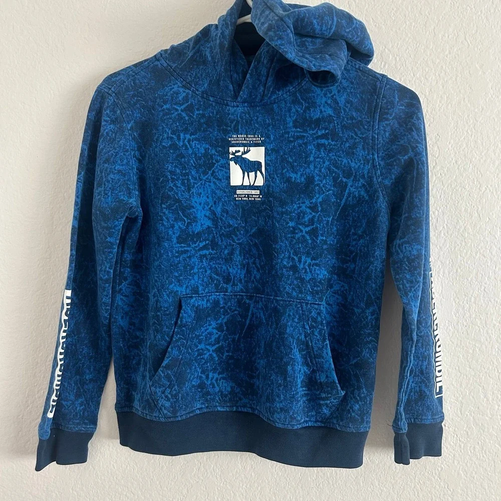 Abercrombie Kids Boys Blye & Black Hoodie Sweatshirt Size 9-10